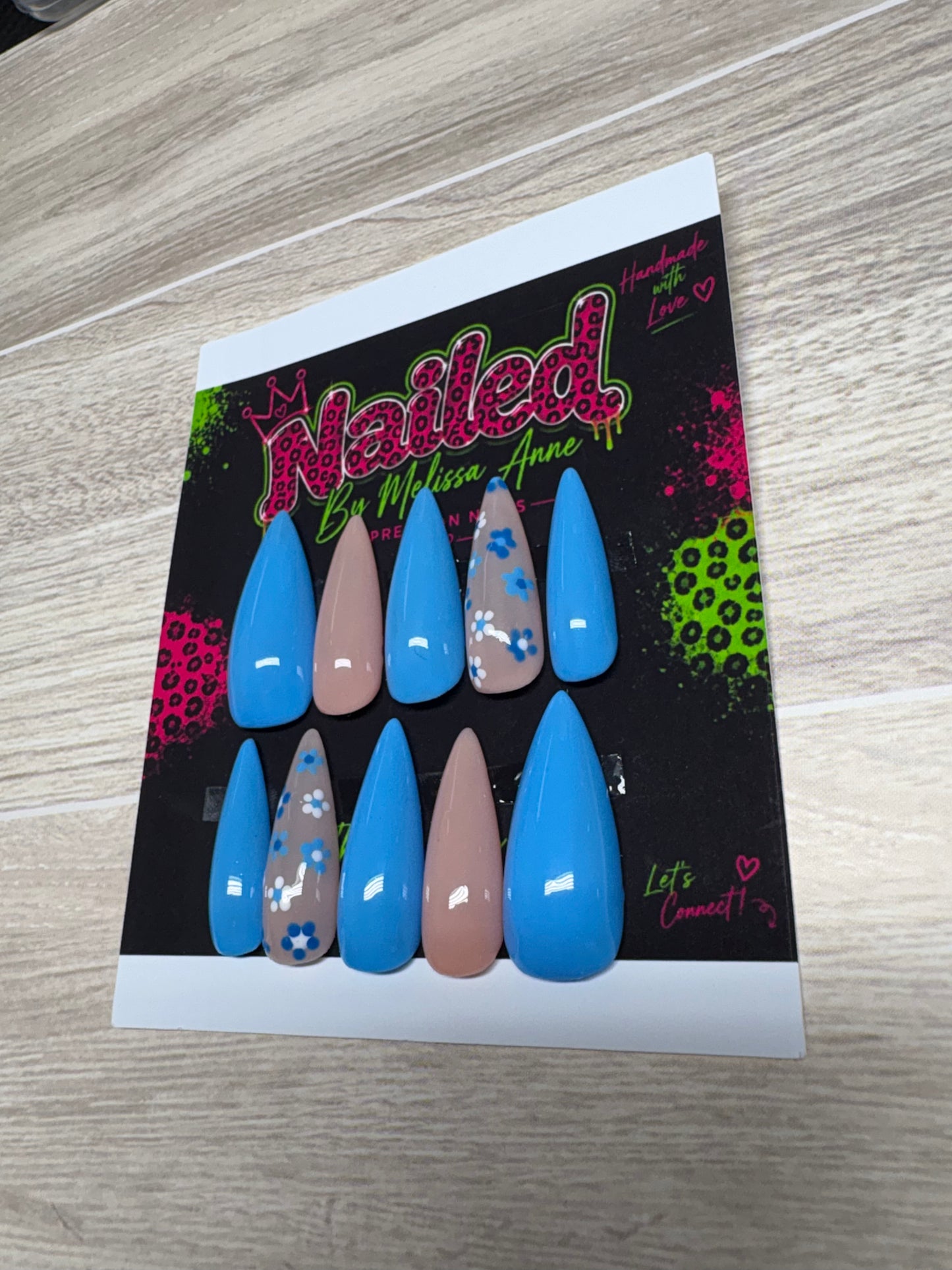 Blue Blossom Press-On Nails