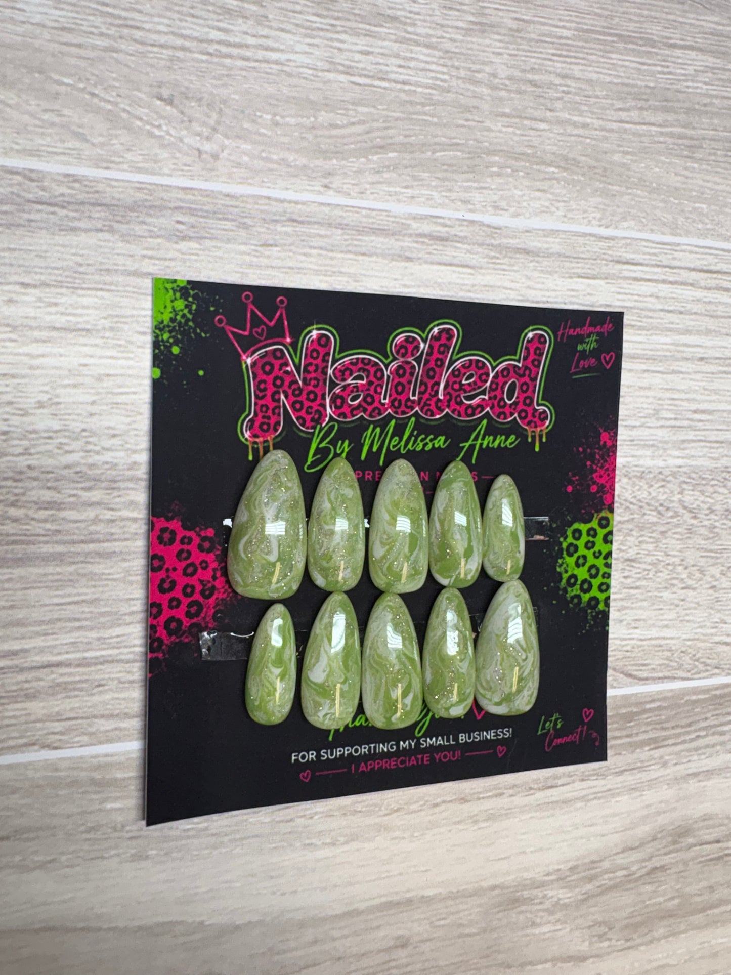 Sage Swirl Shimmer Press-On Nails