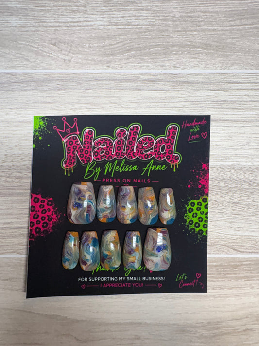 💙 Mystic Marble Press-On Nail Set