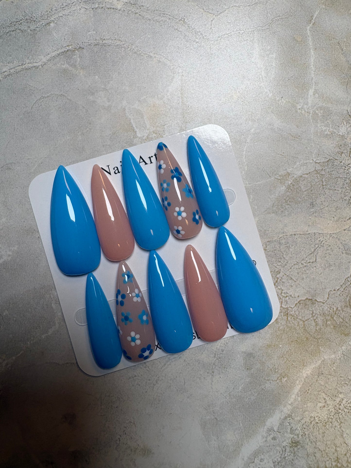 Blue Blossom Press-On Nails