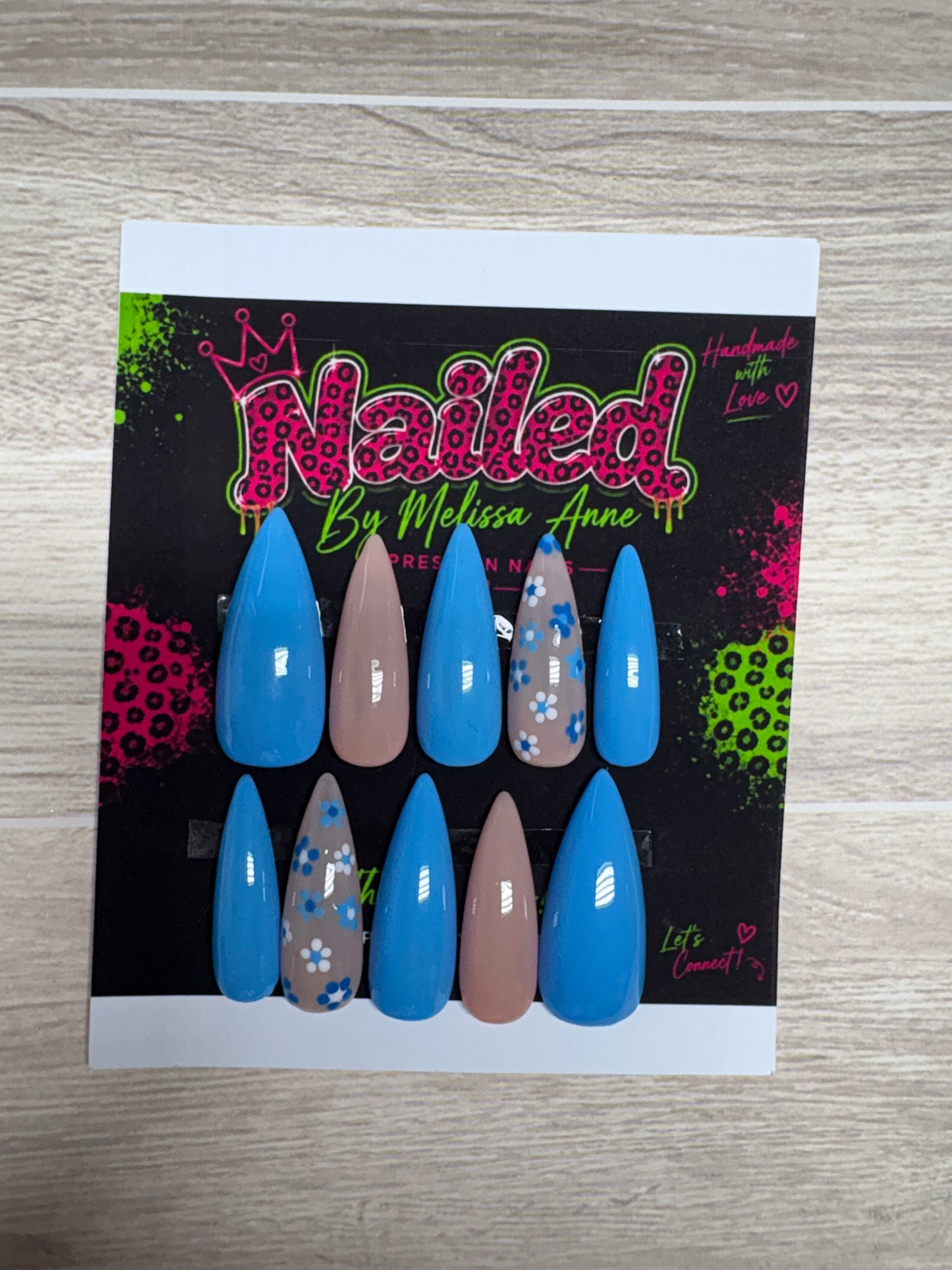 Blue Blossom Press-On Nails