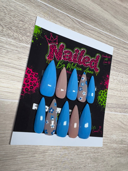 Blue Blossom Press-On Nails
