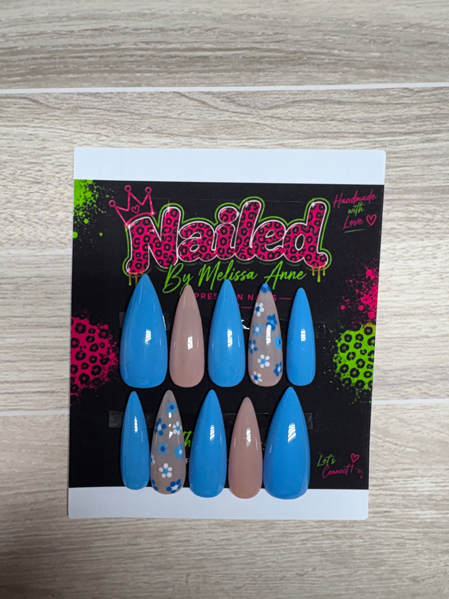 Blue Blossom Press-On Nails