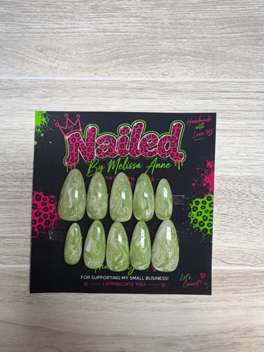 Sage Swirl Shimmer Press-On Nails
