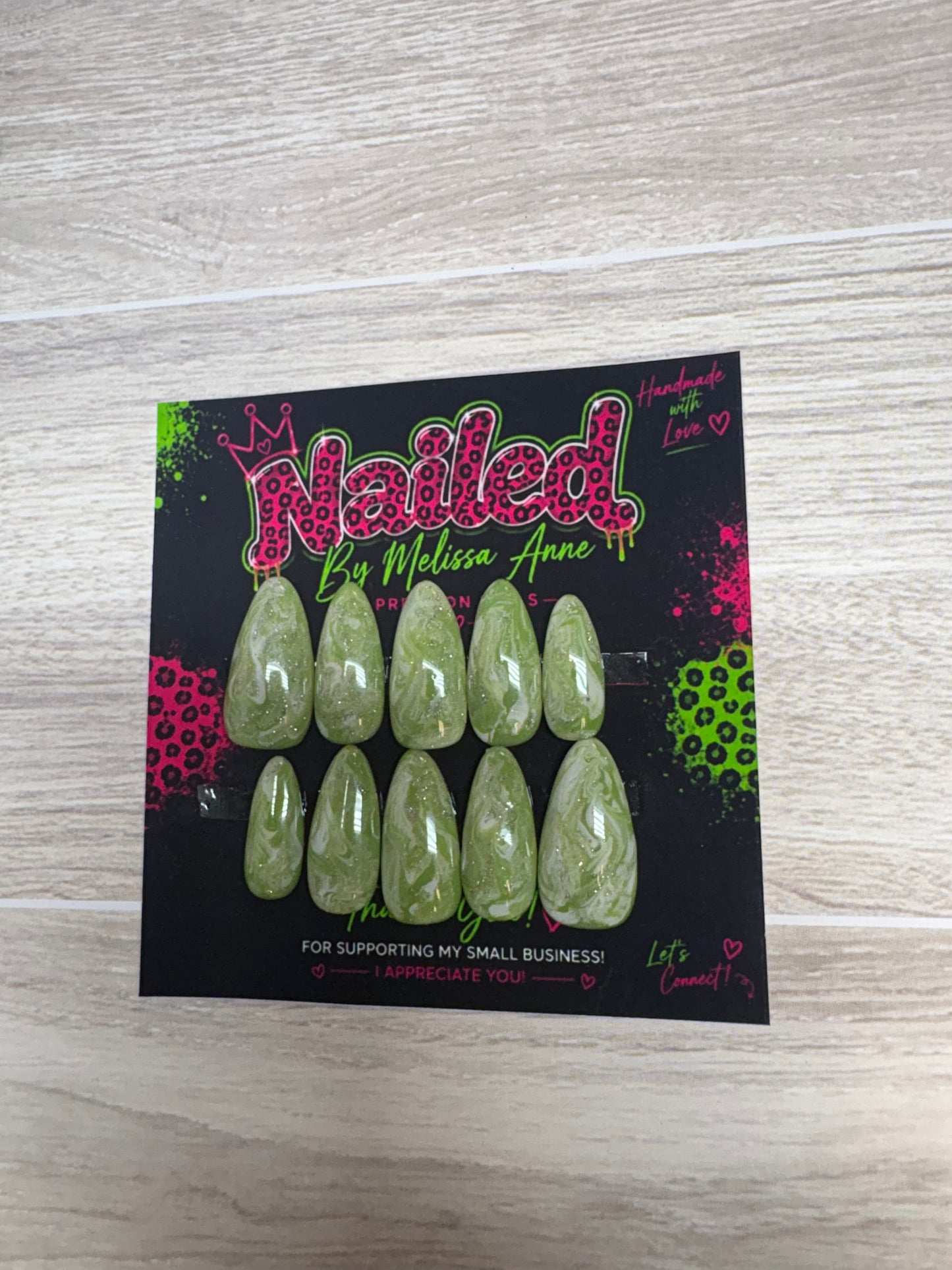 Sage Swirl Shimmer Press-On Nails