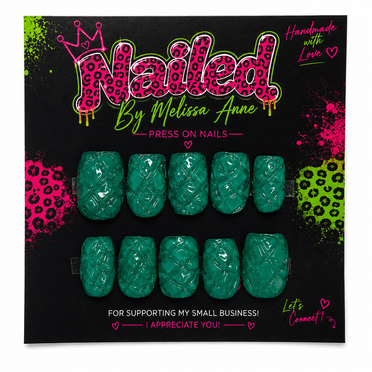 Vintage Emerald Glass Press-On Nails 💚