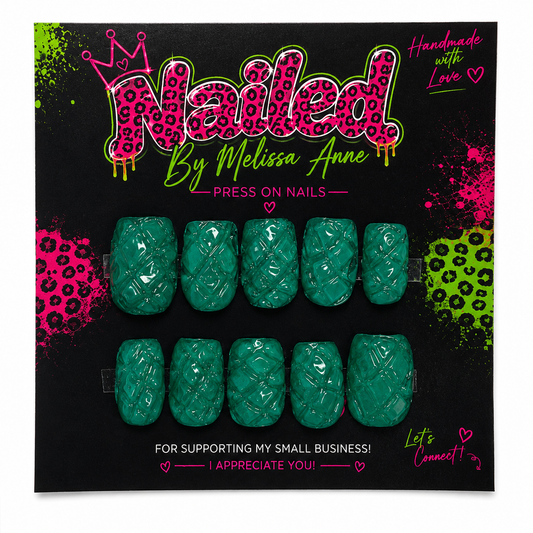 Vintage Emerald Glass Press-On Nails 💚
