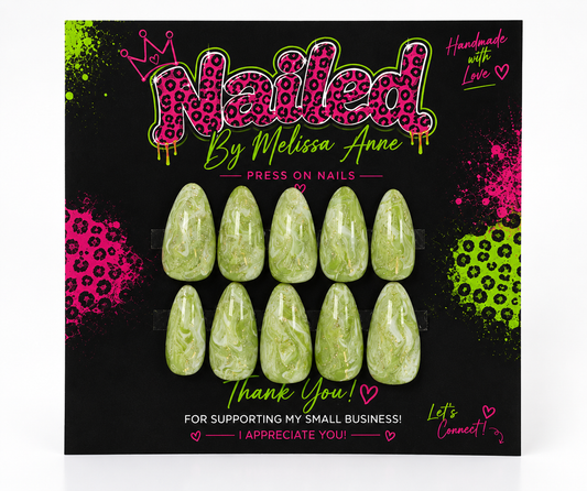 Sage Swirl Shimmer Press-On Nails